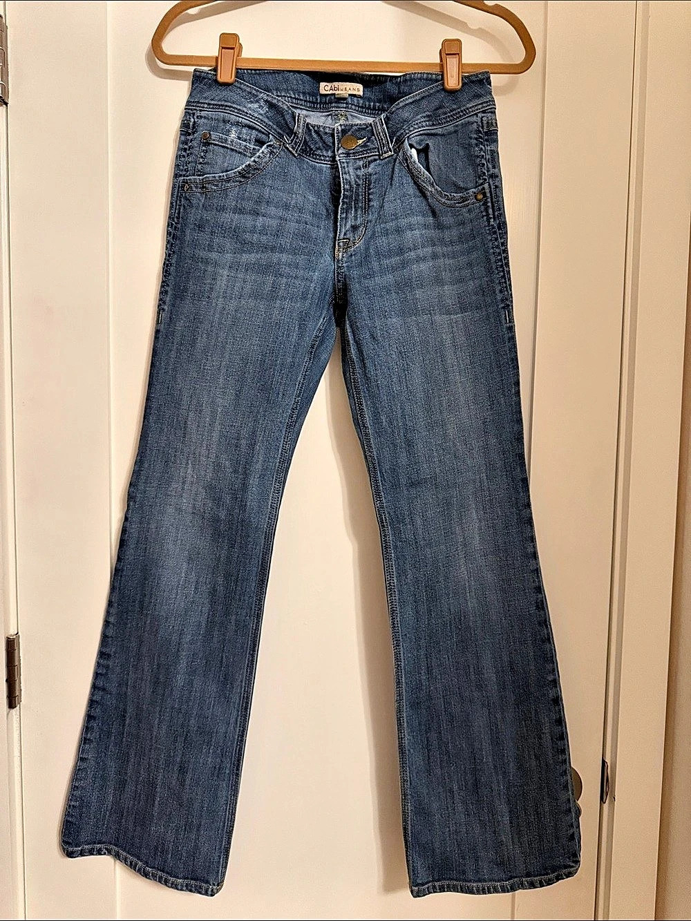 CAbi Boot Cut Flap Pocket Jeans Women's Blue Waist 876